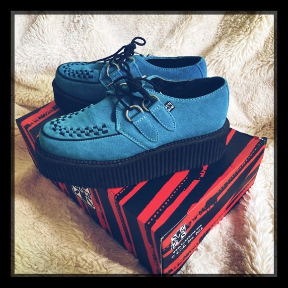 Dolls Kill Shoes - 🦇TUK Suede Teal Creepers